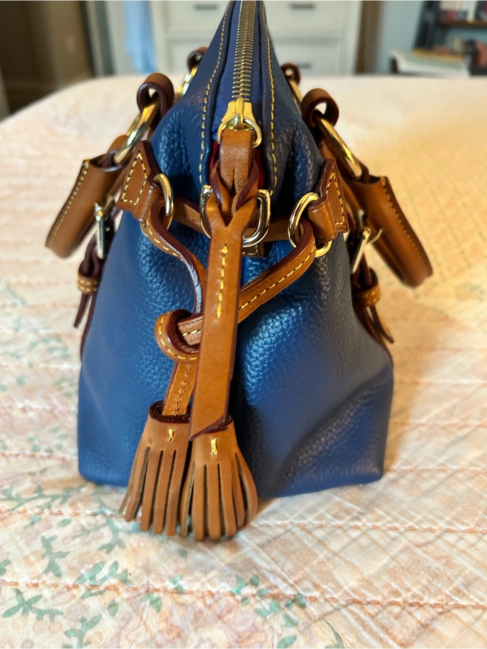 Dooney & Bourke Pebbled Leather Bristol Satchel in midnight blue, EUC! - Picture 4 of 16